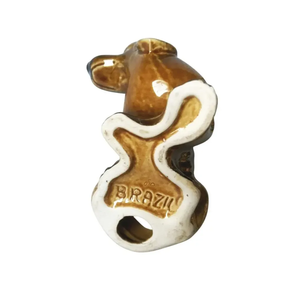 Vintage 60s Porcelain Ceramic Brazil Bloodhound Dog Serious Face Figurine Hound